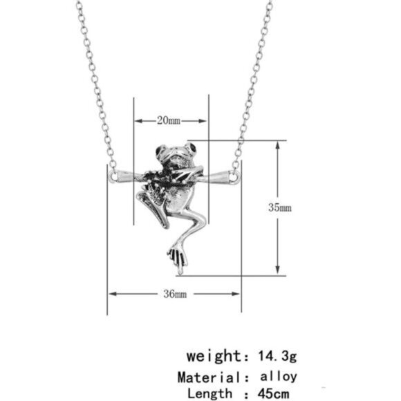 Hanging Frog Necklace Set Silver Tree Ring Frog Necklaces Set Pendant Ring - Picture 4 of 8